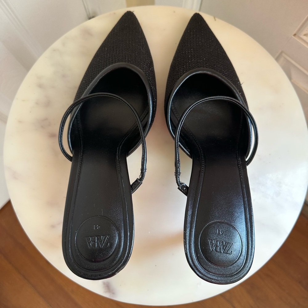 Zara Black Pointed Toe Heels - Picture 7 of 8